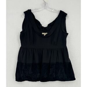 Burberry London Womens Black Silk Velvet Layered Sleeveless Babydoll Top Sz 12